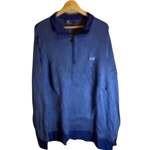 Vineyard Vines Men’s Hamilton Blue 1/2 Zip Whale Logo Sweater XLT Tall